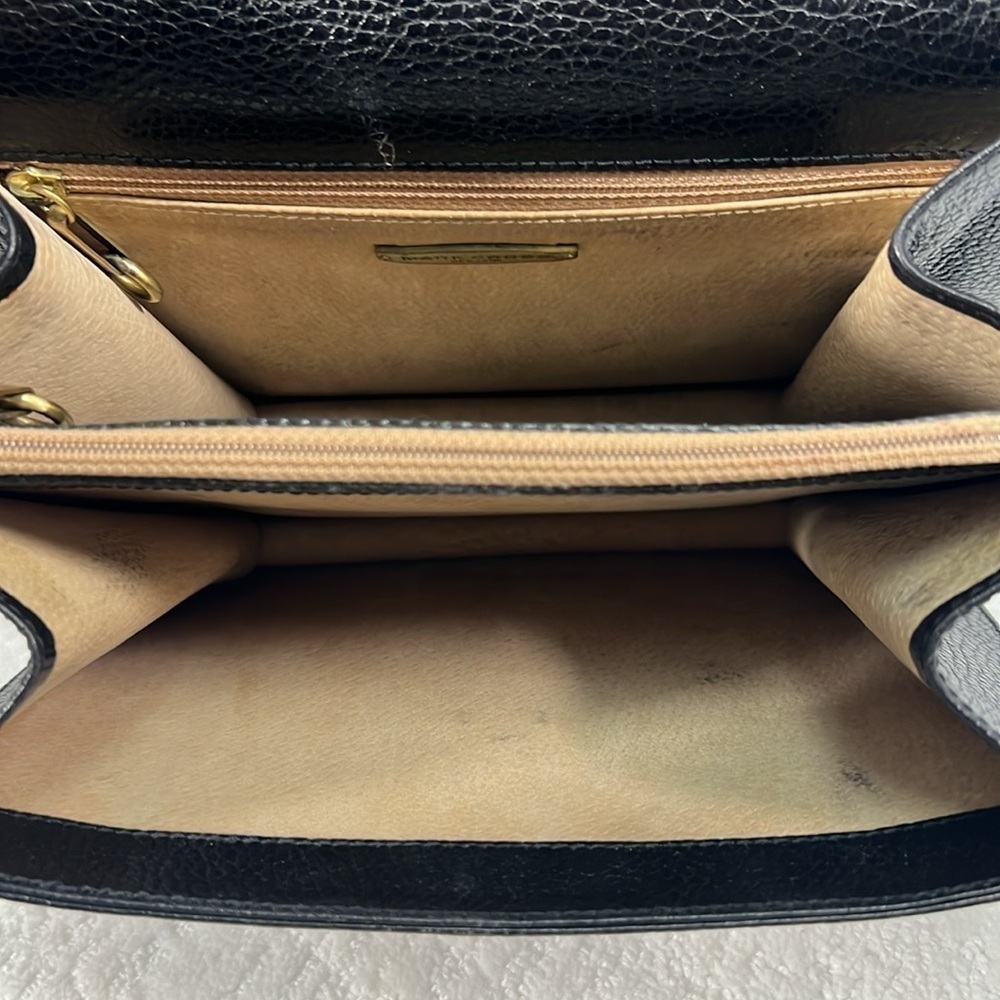 Vintage Mark Cross 1845 leather top handle crossbody bag black - Picture 7 of 16